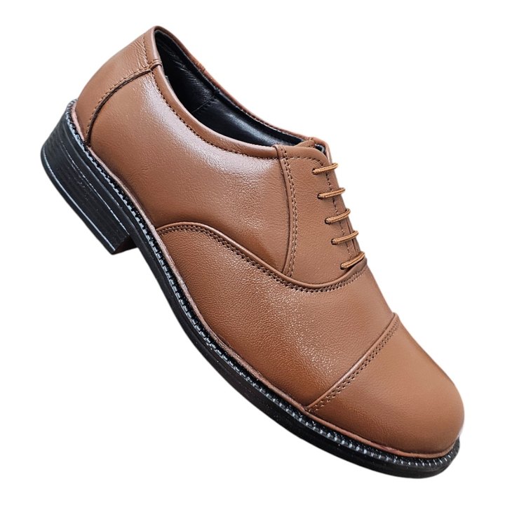 Tan leather cap-toe Oxford