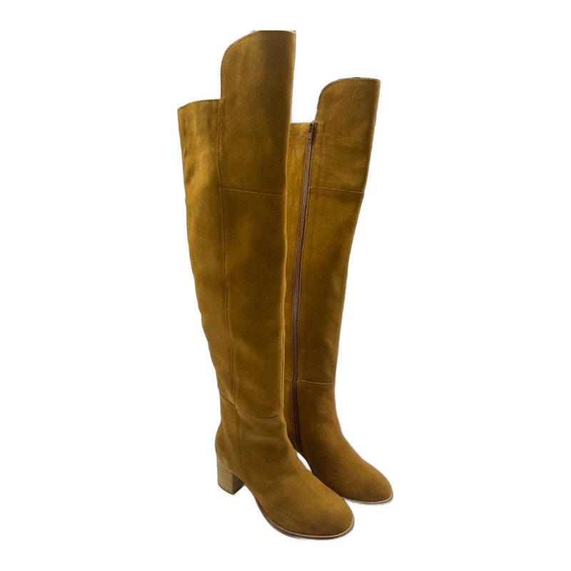 Over-the-knee suede boot, tan